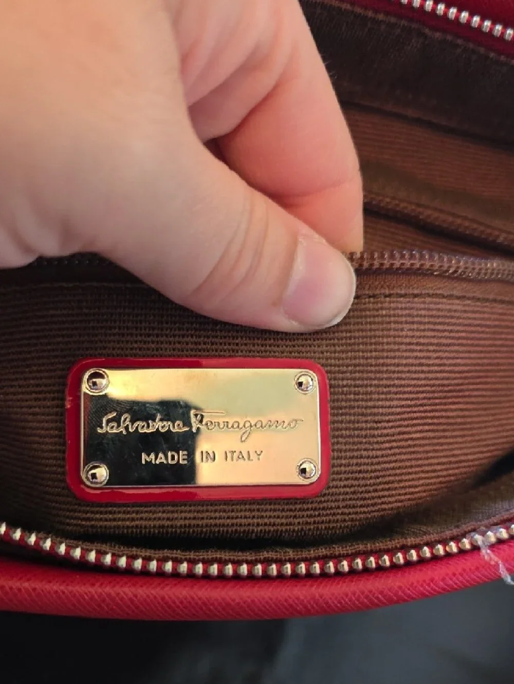 Salvatore Ferragamo Red Leather Tote with Bow Detail